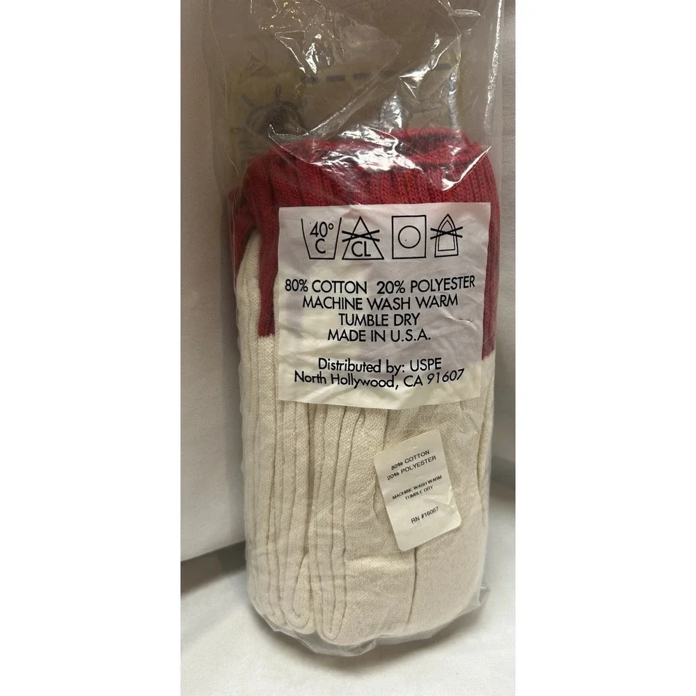 VTG 70s Windjammer Thermal Insulated Stretch Tube Socks Men's Red-White NOS